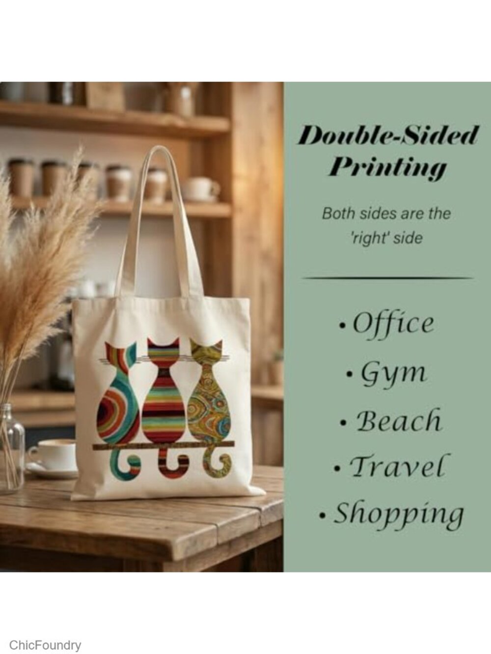 Funny Animal Canvas Tote Bag Reusable Cute Shoulder Bag Shopping Travel Gym - Picture 4 of 5